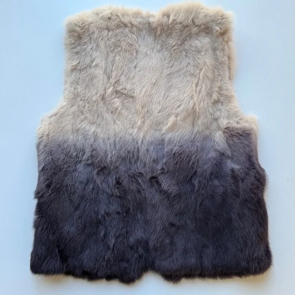 Luii Rabbit Fur Vest Purple & Off-white Ombré Large